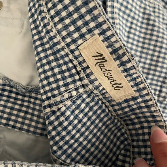 Madewell 26 Skirt Stretch Denim Straight Blue White Gingham Short Mini - Picture 2 of 9